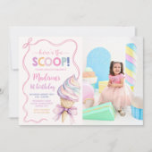 Invitation Pastel Coquette Crème glacée Filles Anniversaire P (Devant)