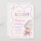 Invitation Pastel Coquette Filles de crème glacée Anniversair (Devant)