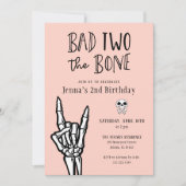 Invitation Pastel Coral Bad Two The Bone 2e Anniversaire (Devant)