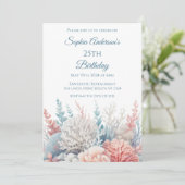 Invitation Pastel Coral Reef-Beach Thème- Anniversaire (Debout devant)
