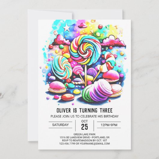 Invitation Pastel Cotton Candy Anniversaire (Devant)