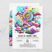 Invitation Pastel Cotton Candy Anniversaire (Devant / Derrière)