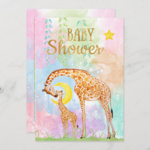 Invitation Pastel Couleur Mère et Baby shower bébé Giraffe