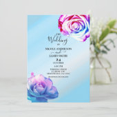 Invitation Pastel Couleur Roses Elégant bleu Floral Mariage (Debout devant)