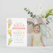 Invitation Pastel Crème de glace Anniversaire Photo Invitatio (Debout devant)