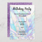 INVITATION PASTEL CRYSTAL PARTIES SCINTILLANT ANNIVERSAIRE IN (Devant / Derrière)