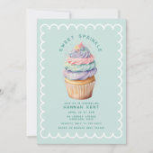Invitation Pastel Cupcake Baby shower sucré saupoudrée (Devant)