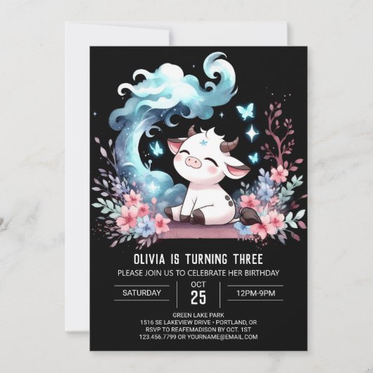 Invitation Pastel Custom Cow Anniversaire (Devant)