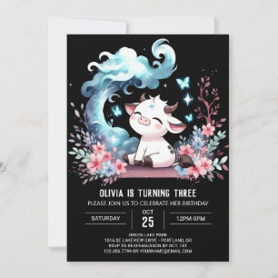 Invitation Pastel Custom Cow Anniversaire