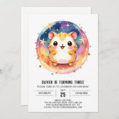 Invitation Pastel Custom Hamster Anniversaire (Devant / Derrière)