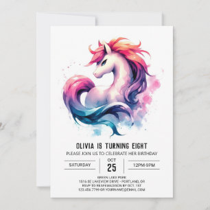 Invitation Pastel Custom Horse Anniversaire