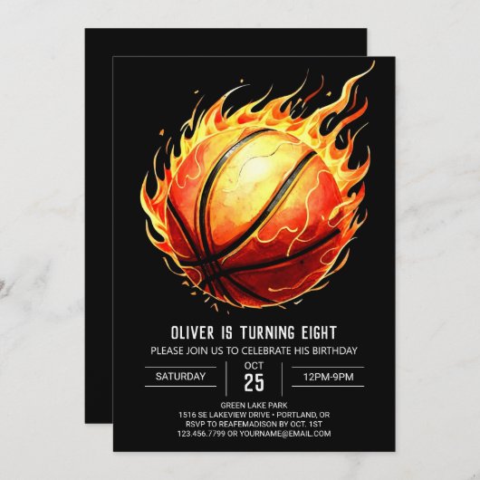 Invitation Pastel Custom Net Basketball Anniversaire (Devant / Derrière)