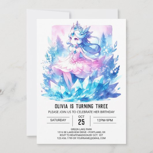 Invitation Pastel Custom Princess Birthday (Devant)