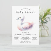 Invitation Pastel Custom Swan Baby shower (Debout devant)