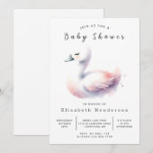 Invitation Pastel Custom Swan Baby shower (Devant / Derrière)