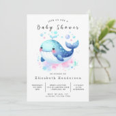 Invitation Pastel Custom Whale Baby shower (Debout devant)