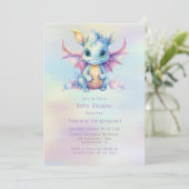 Invitation Pastel Cute Dragon Girl Baby shower (Debout devant)