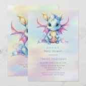 Invitation Pastel Cute Dragon Girl Baby shower (Devant / Derrière)