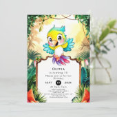 Invitation Pastel Cute Parrot Anniversaire (Debout devant)