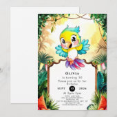 Invitation Pastel Cute Parrot Anniversaire (Devant / Derrière)