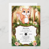 Invitation Pastel Cute Squirrel Anniversaire (Devant / Derrière)