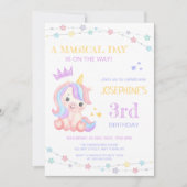 Invitation Pastel Cute Unicorn Jour magique Anniversaire (Devant)