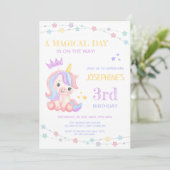 Invitation Pastel Cute Unicorn Jour magique Anniversaire (Debout devant)