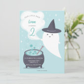 Invitation Pastel Cute Witch Ghost Halloween Anniversaire (Debout devant)