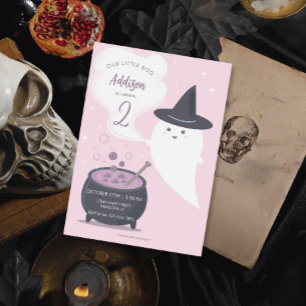 Invitation Pastel Cute Witch Ghost Halloween Anniversaire