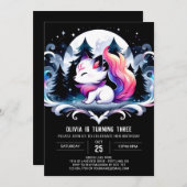 Invitation Pastel Cute Wolf Anniversaire (Devant / Derrière)