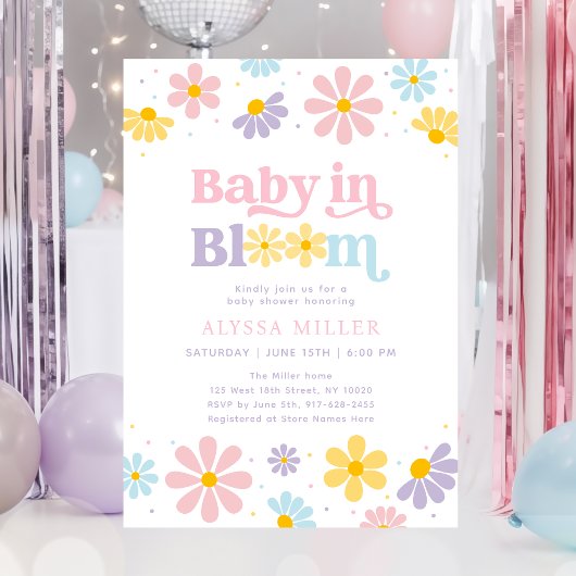 Invitation Pastel Daisy Baby dans le Baby shower en fleurs