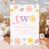 Invitation Pastel Daisy Boho Deuxième anniversaire