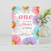 Invitation Pastel Daisy Fille anniversaire (Debout devant)