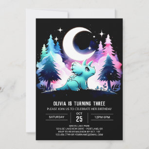 Invitation Pastel de Bohême Triceratops Anniversaire
