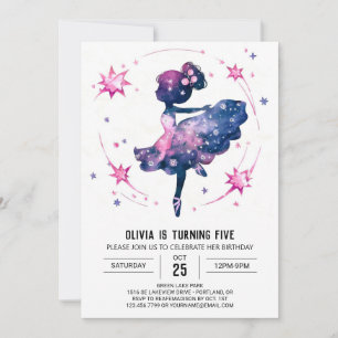 Invitation Pastel Digital Ballerina Anniversaire