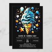 Invitation Pastel Digital Chic Boy Crème glacée Anniversaire (Devant / Derrière)