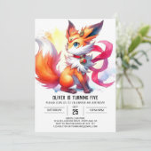 Invitation Pastel Digital Fox Anniversaire (Debout devant)
