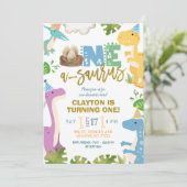 Invitation Pastel Dinosaur Boy Première fête d'anniversaire (Debout devant)