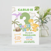 Invitation Pastel Dinosaur Garçon Trois Rex fête d'anniversai (Debout devant)