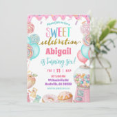 Invitation Pastel Donut Sweet Celebration Birthday party (Debout devant)