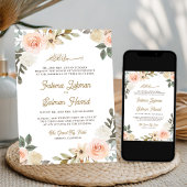 Invitation Pastel doux Pêcher Floral musulman musulman Mariag