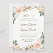 Invitation Pastel doux Pêcher Floral musulman musulman Mariag (Devant)