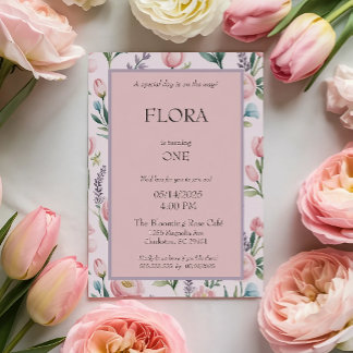 Invitation Pastel Doux personnalisé Roses Floraux & Tulipes