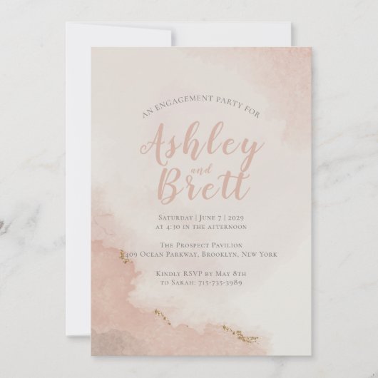 Invitation Pastel Dusty Parties scintillant rose Gold (Devant)