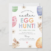 Invitation Pastel Easter Egg Hung Party Cute Bunny Floral (Devant)