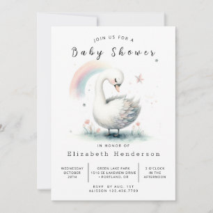 Invitation Pastel Editable Swan Baby shower