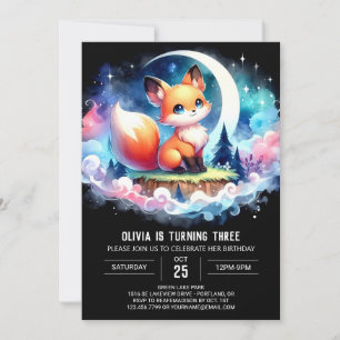 Invitation Pastel Elegant Fox Anniversaire numérique