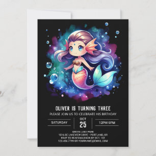 Invitation Pastel Elegant Mermaid Anniversaire