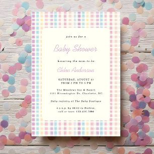 Invitation Pastel En vichy Baby shower non sexiste