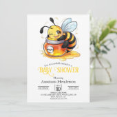 Invitation Pastel Enchanted Bee Baby shower (Debout devant)